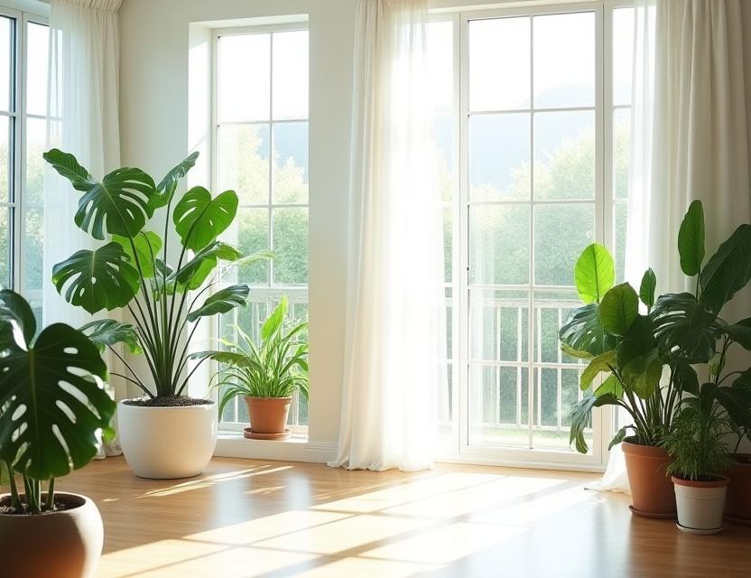 Lush indoor plant collection featuring Monsteras and Fiddle Leaf Figs